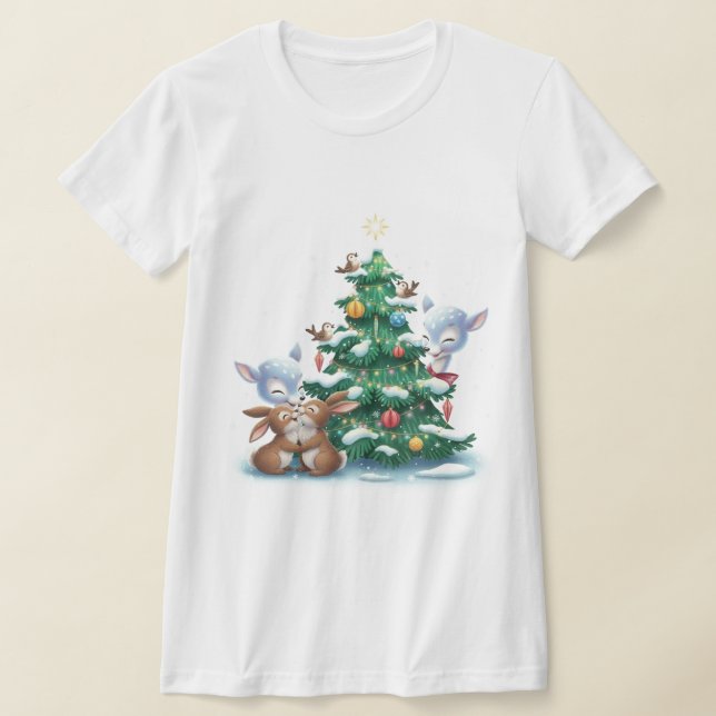 Urban Forest Rebels: 3D Graffiti Winter Wildlife  T-Shirt (Laydown)