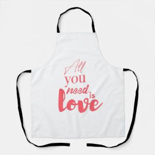 Urban, fun creative design of All You Need is Love Apron