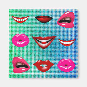 Urban Funky Hip Cool Lips Pattern Magnet