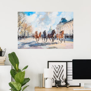 Urban Gallop Horses in Motion Art Poster