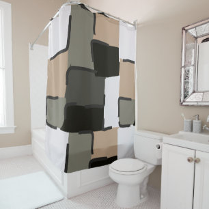 Urban Geo Onyx Neutral Hero Pattern Shower Curtain