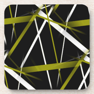 Urban Geometry Black Olive-Green Coaster