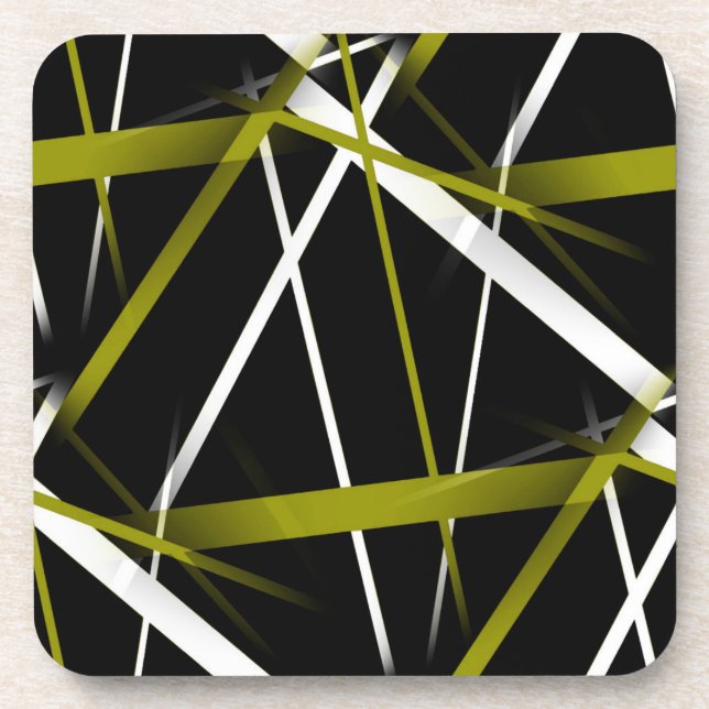 Urban Geometry Black Olive-Green Coaster (Front)