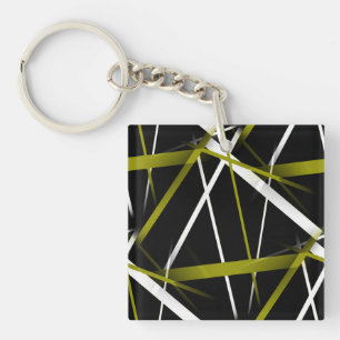 Urban Geometry Black Olive-Green Key Ring