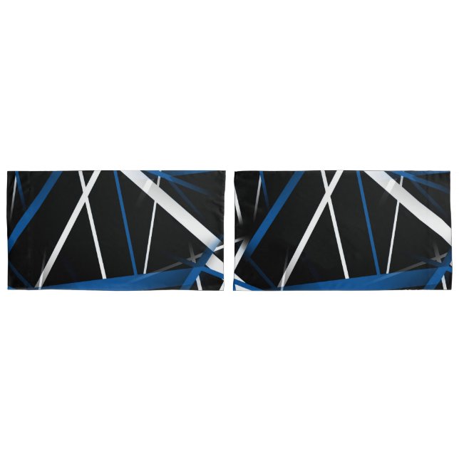Urban Geometry Black White Blue Pillowcase (Front-Set)