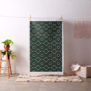 Urban Geometry Black White Green Fabric