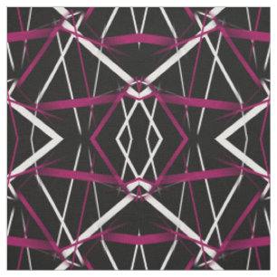 Urban Geometry Black White Magenta-Pink Fabric