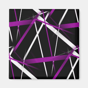 Urban Geometry Black White Purple Magnet