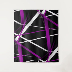 Urban Geometry Black White Purple Tapestry