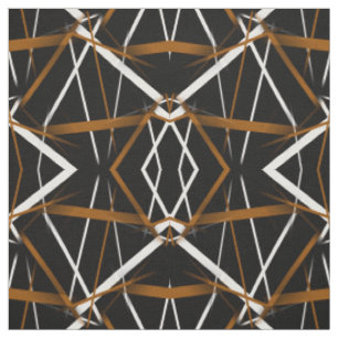 Urban Geometry Black White Sienna-Brown Fabric
