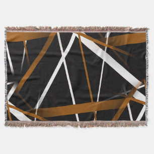 Urban Geometry Black White Sienna-Brown Throw Blanket