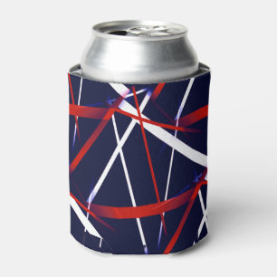 Urban Geometry Blue White Red Can Cooler