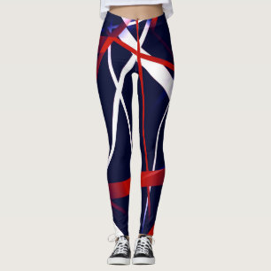 Urban Geometry Blue White Red Leggings