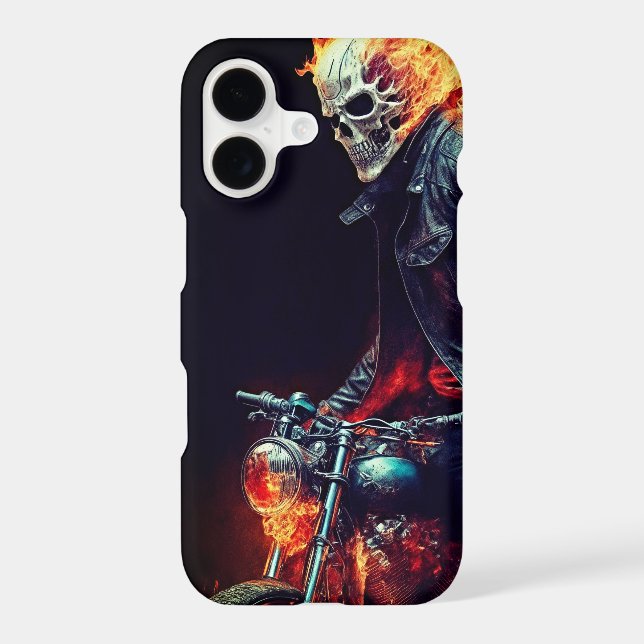 Urban Ghost Rider with Flaming Motorcycle Art (Back)