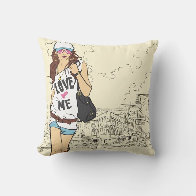 Urban Girl  American MoJo Pillow (Front)