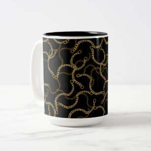 Urban Glam Gold Chains Pattern Two-Tone Coffee Mug