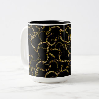 Urban Glam Gold Chains Pattern Two-Tone Coffee Mug