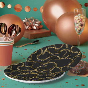 Urban Gold Chains Baroque Pattern  Paper Plate