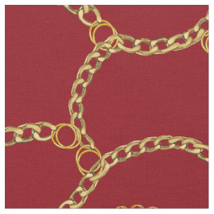 Urban Gold Chains Streetstyle Pattern On Red  Fabric