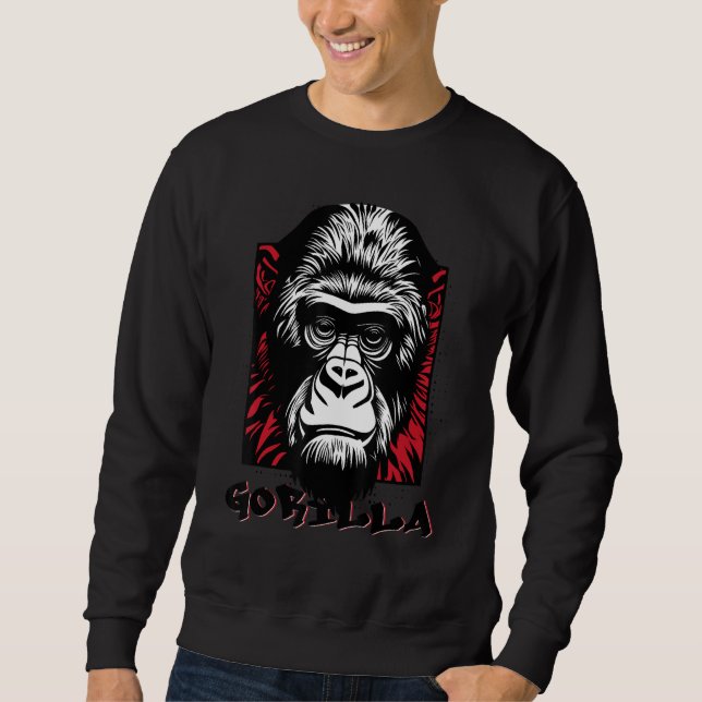 Urban Gorilla Ape Monkey Face  Graffiti Tattoo Sty Sweatshirt (Front)