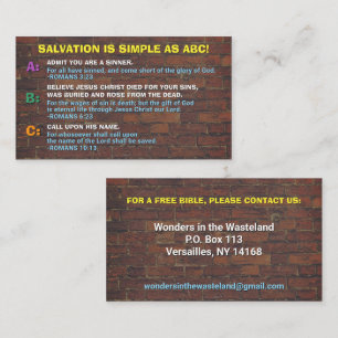 Urban Gospel ABC's Christian Street Ministry  Business Card