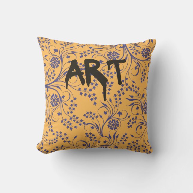 Urban Graffiti ART Floral Pattern Throw Pillow (Front)
