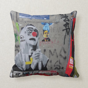 Urban Graffiti art pillow. Berlin wall, hoodie Cushion
