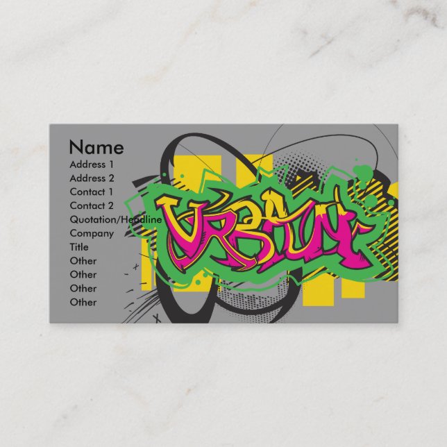 urban graffiti design business card (Front)