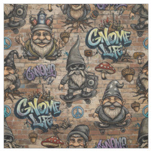 Urban Graffiti Gnomes Pattern Fabric