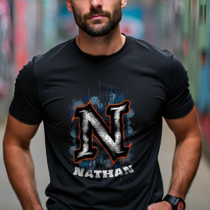 Urban Graffiti Graphic: Customisable Monogram "N" T-Shirt