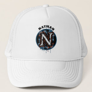Urban Graffiti Graphic Customisable Monogram "N" Trucker Hat