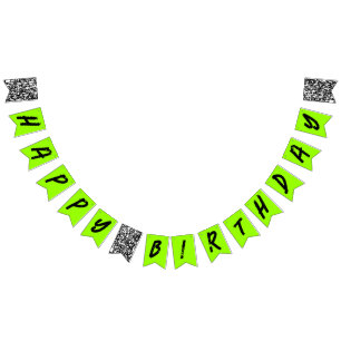 Urban Graffiti Green Black Happy Birthday  Bunting