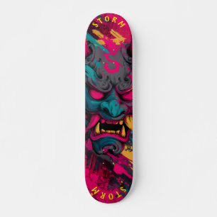 Urban Graffiti Oni Mask – Customizable Skate Deck