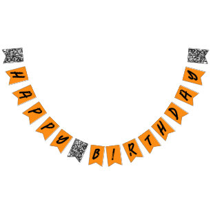 Urban Graffiti Orange Black Happy Birthday Bunting
