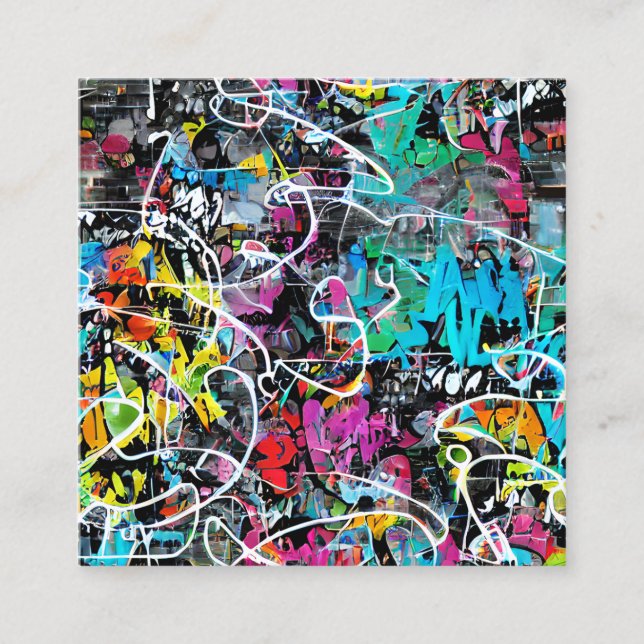 Urban Graffiti Planner Square Business Card (Front)