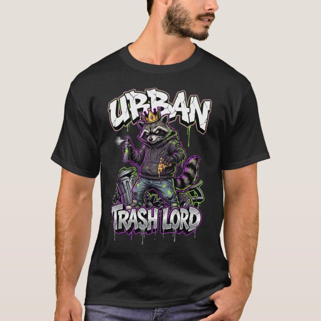 Urban Graffiti Raccoon Trash Lord Wall Art T-Shirt (Front)