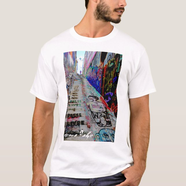 Urban Graffiti Scene in Valparaiso T-Shirt (Front)