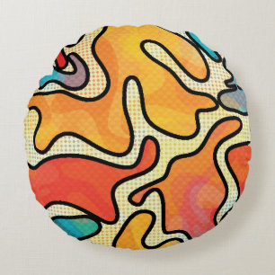 Urban Graffiti: Seamless Art Texture. Round Cushion