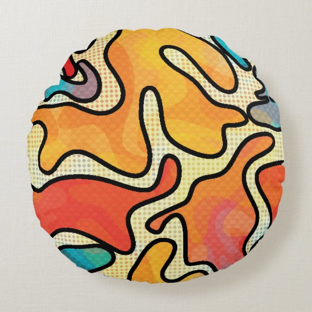 Urban Graffiti: Seamless Art Texture. Round Cushion (Front)