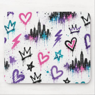 Urban Graffiti Street Art NYC Skyline Mouse Pad
