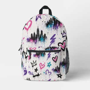 Urban Graffiti Street Art NYC Skyline  Printed Backpack