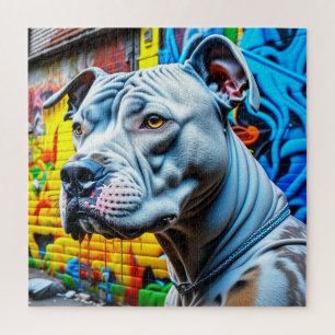 Urban Graffiti Street Art Pitbull Jigsaw Puzzle