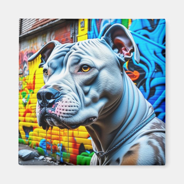 Urban Graffiti Street Art Pitbull Magnet (Front)