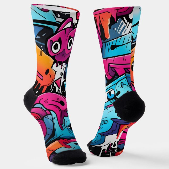 Urban Graffiti Street Art Splash Socks (Angled)