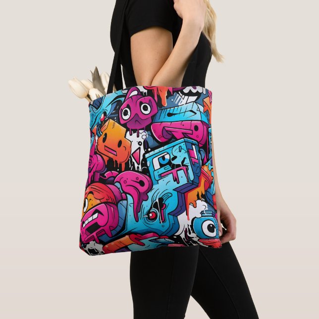 Urban Graffiti Street Art Splash Tote Bag (Close Up)