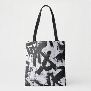 Urban Graffiti Tote Bag – Black & White Abstract