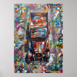 Urban Graffiti Vintage Delivery Truck Art Poster
