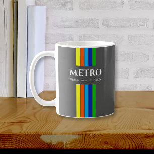 Urban Grey Modern Stripes Business Name Logo Coffee Mug