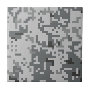Urban Grey Pixel Camo pattern Ceramic Tile