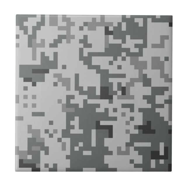 Urban Grey Pixel Camo pattern Ceramic Tile (Front)
